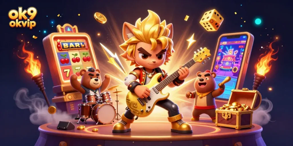 Engage in excitement at ok9 okvip with electrifying characters and vibrant casino elements!